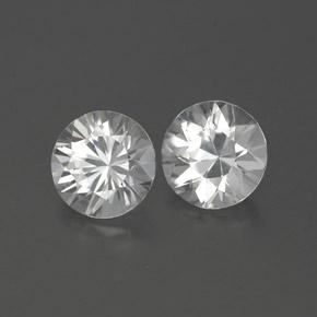 2.37캐럿 천연 화이트 지르콘 보석, 라운드 컷, 6.09 mm, VVS