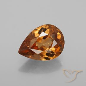 1.40ct 자연스러운 미디엄 다크 오렌지 지르콘, 배 모양, VVS