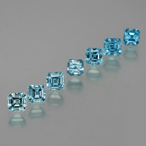 캐럿 천연 블루 지르콘 보석, 에메랄드 컷, 3.3×3.3 mm, VS