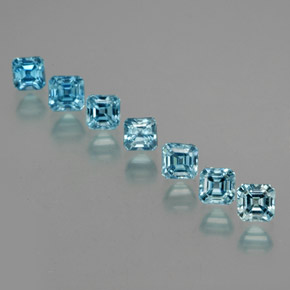 캐럿 천연 블루 지르콘 보석, 에메랄드 컷, 3.3×3.3 mm, VS