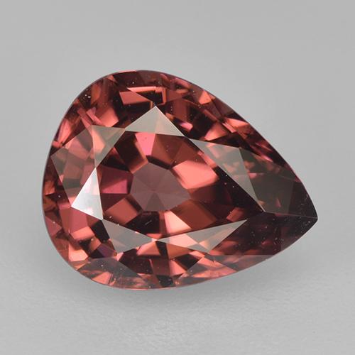 2.75캐럿 천연 딥 베리 레드 지르콘, 배 모양, 9.3×7.4 mm, VVS