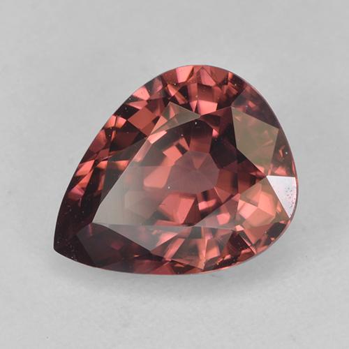 2.75캐럿 천연 딥 베리 레드 지르콘, 배 모양, 9.3×7.4 mm, VVS