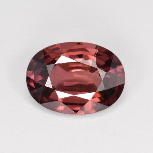 3.46캐럿 천연 딥 레드 지르콘, 타원형 컷, 10.3×7.6 mm, VVS
