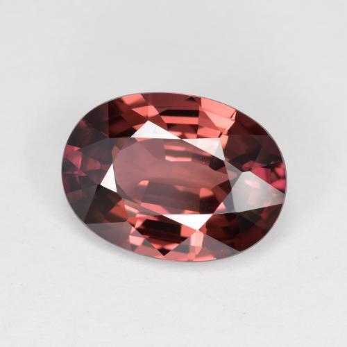 3.46캐럿 천연 딥 레드 지르콘, 타원형 컷, 10.3×7.6 mm, VVS