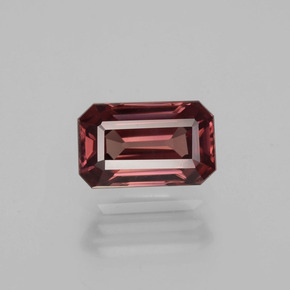 3.13캐럿 천연 로즈 핑크 지르콘, 에메랄드 컷, 9.8×5.7 mm, VVS