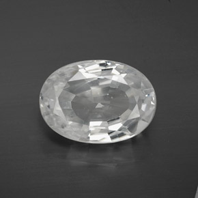 10.67캐럿 천연 화이트 지르콘, 타원형 컷, 13.9×10 mm, VVS-VS