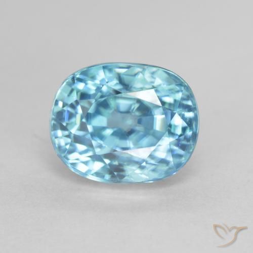 4.15캐럿 천연 블루 지르콘, 타원형 컷, 8.5×6.9 mm, VS-SI