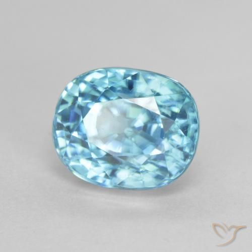 4.15캐럿 천연 블루 지르콘, 타원형 컷, 8.5×6.9 mm, VS-SI