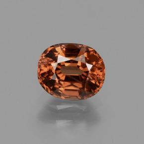 1.26캐럿 천연 로즈 오렌지 지르콘, 타원형 컷, 6.3×5.3 mm, VS