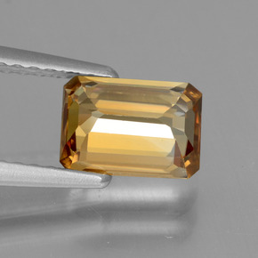 1.62캐럿 천연 오렌지 지르콘, 에메랄드 컷, 7.2×5.1 mm, VVS-VS