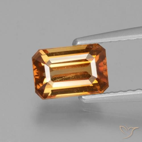 1.45ct 자연스러운 미디엄 오렌지 지르콘, 에메랄드 컷, VVS-VS