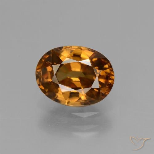 2.04ct 자연스러운 딥 시나몬 브라운 지르콘, 타원형, VVS