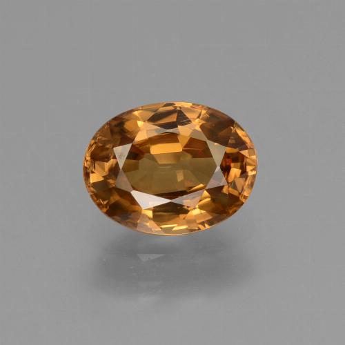 2.09캐럿 천연 미디엄 다크 오렌지 지르콘, 타원형 컷, 8×6.1 mm, VVS