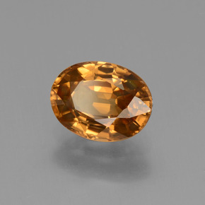 2.09캐럿 천연 미디엄 다크 오렌지 지르콘, 타원형 컷, 8×6.1 mm, VVS