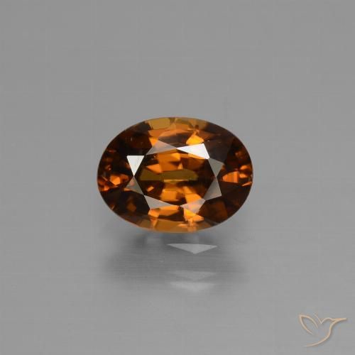 1.69ct 자연스러운 앰버 오렌지 지르콘, 타원형, VVS