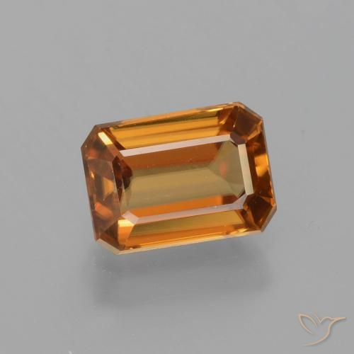 1.65ct 자연스러운 딥 오렌지 지르콘, 에메랄드 컷, VVS
