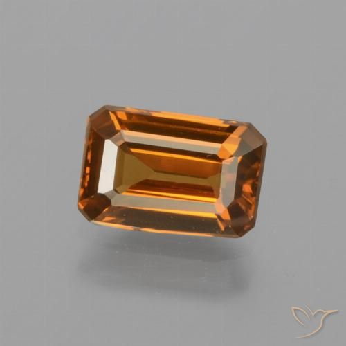 1.28ct 자연스러운 딥 오렌지 지르콘, 에메랄드 컷, VVS