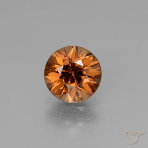 1.87ct 자연스러운 갈색 오렌지 지르콘, 둥근, VVS-VS