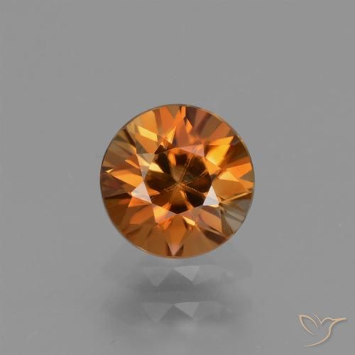 1.30ct 자연스러운 미디엄 오렌지 지르콘, 둥근, VVS-VS