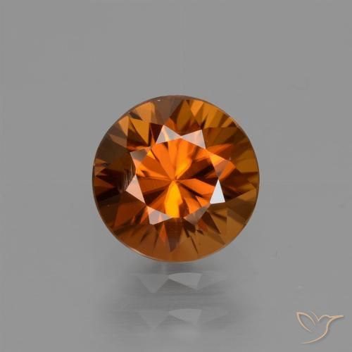 1.65ct 자연스러운 미디엄 오렌지 지르콘, 둥근, VVS-VS