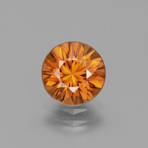 2.41캐럿 천연 오렌지 지르콘, 라운드 컷, 7.70 mm, VVS