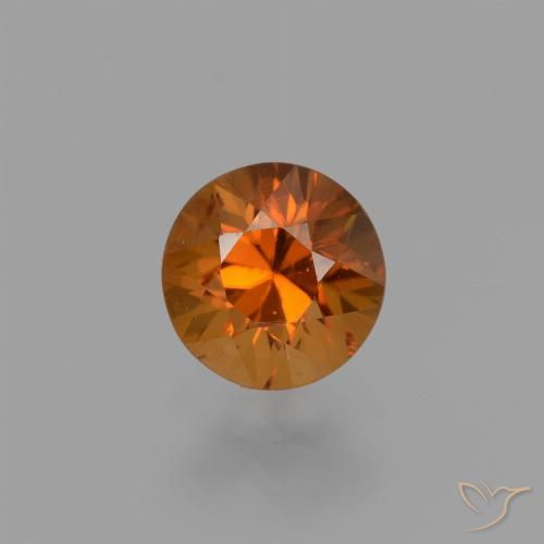 1.38ct 자연스러운 미디엄 다크 오렌지 지르콘, 둥근, VVS-VS