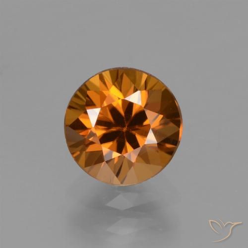1.75ct 자연스러운 미디엄 다크 오렌지 지르콘, 둥근, VVS