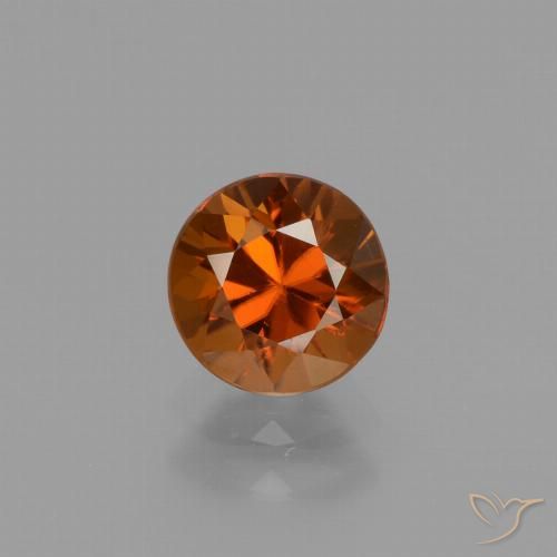 1.61ct 자연스러운 딥 오렌지 지르콘, 둥근, VVS-VS