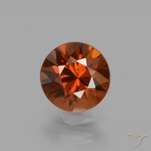 1.56ct 자연스러운 붉은 오렌지 지르콘, 둥근, VVS-VS