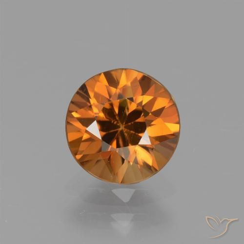 1.57ct 자연스러운 갈색 오렌지 지르콘, 둥근, VS