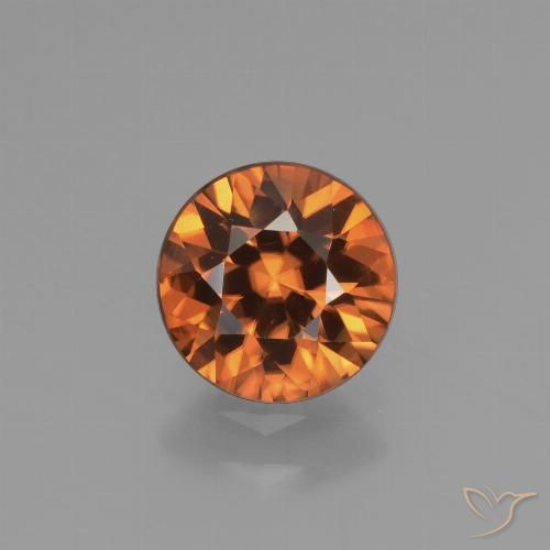 1.50ct 자연스러운 미디엄 오렌지 지르콘, 둥근, VVS-VS