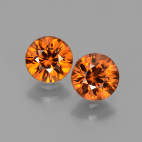 2.43캐럿 천연 오렌지 지르콘 보석, 라운드 컷, 6.18 mm, VVS
