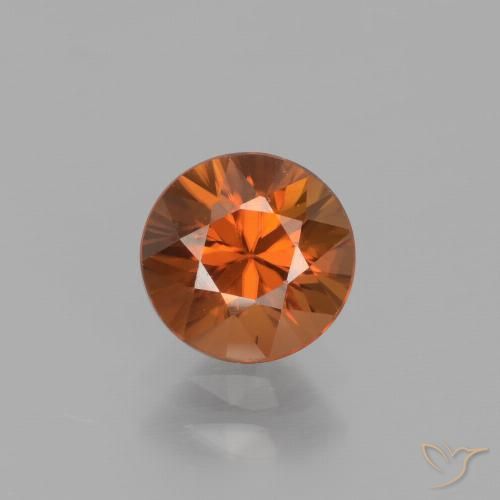 1.42캐럿 천연 딥 오렌지 지르콘, 라운드 컷, 6.26 mm, VVS