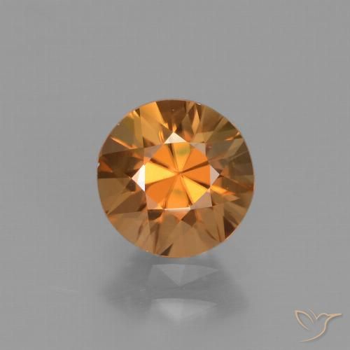 1.59ct 자연스러운 미디엄 오렌지 지르콘, 둥근, VVS