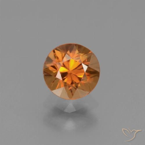 1.12ct 자연스러운 미디엄 오렌지 지르콘, 둥근, VVS