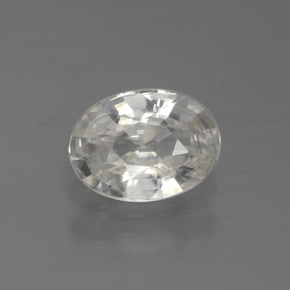 1.01캐럿 천연 화이트 지르콘, 타원형 컷, 6.8×5 mm, VS