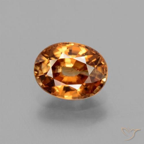 2.14ct 자연스러운 미디엄 다크 오렌지 지르콘, 타원형, VVS-VS