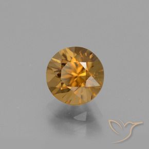 2.10캐럿 천연 골든 브라운 지르콘, 라운드 컷, 7.05 mm, VVS