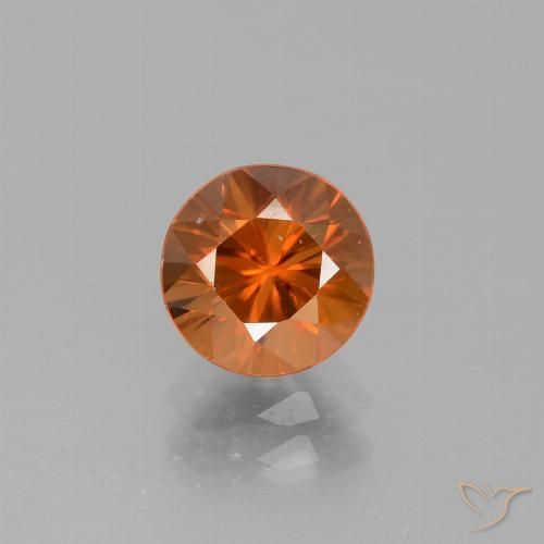 2.14ct 자연스러운 미디엄 오렌지 지르콘, 둥근, VVS