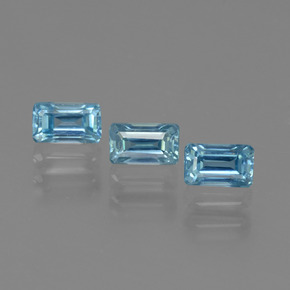 1.28캐럿 천연 블루 지르콘 보석, 에메랄드 컷, 4.5×2.7 mm, VS