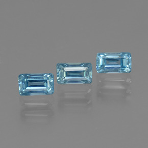 1.28캐럿 천연 블루 지르콘 보석, 에메랄드 컷, 4.5×2.7 mm, VS