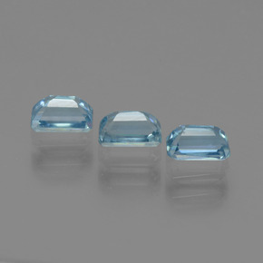 1.28캐럿 천연 블루 지르콘 보석, 에메랄드 컷, 4.5×2.7 mm, VS