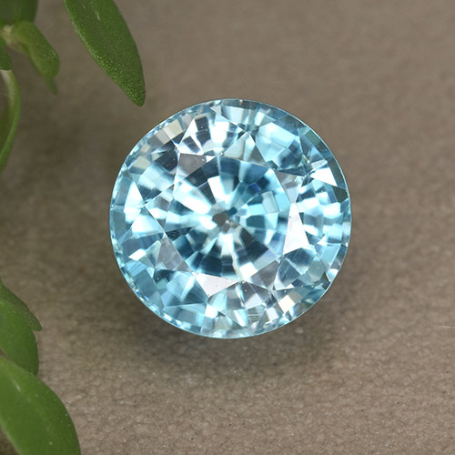 3.94캐럿 천연 딥 마야 블루 지르콘, 라운드 컷, 8.52 mm, VS