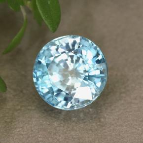 3.94캐럿 천연 딥 마야 블루 지르콘, 라운드 컷, 8.52 mm, VS