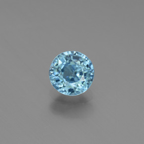 1.09캐럿 천연 블루 지르콘, 라운드 컷, 5.70 mm, VVS