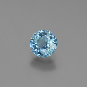 1.09캐럿 천연 블루 지르콘, 라운드 컷, 5.70 mm, VVS