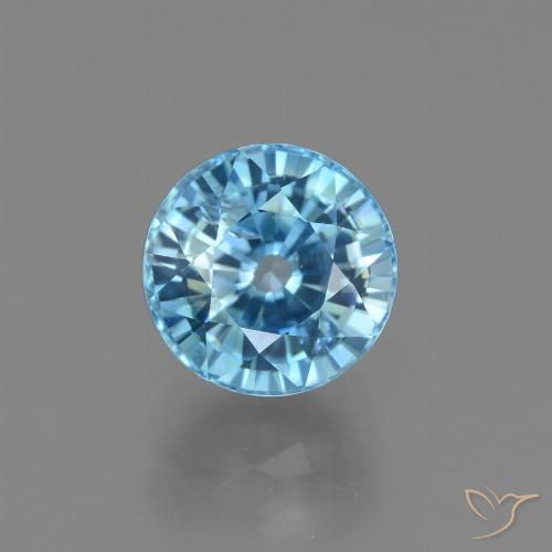 4.02캐럿 천연 마야 블루 지르콘, 라운드 컷, 8.18 mm, VS