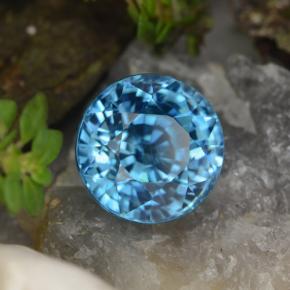 5.01캐럿 천연 미디엄 블루 지르콘, 라운드 컷, 8.38 mm, VVS