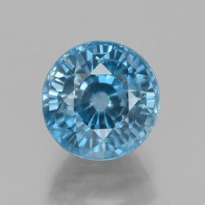 4.43캐럿 천연 트루 블루 지르콘, 라운드 컷, 8.49 mm, VVS