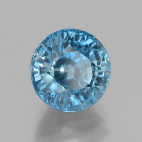 4.43캐럿 천연 트루 블루 지르콘, 라운드 컷, 8.49 mm, VVS
